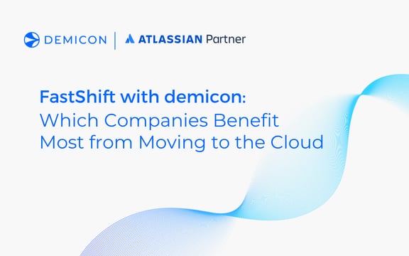 Header image with demicon and Atlassian Partner logos and title about which companies benefit most from cloud migration