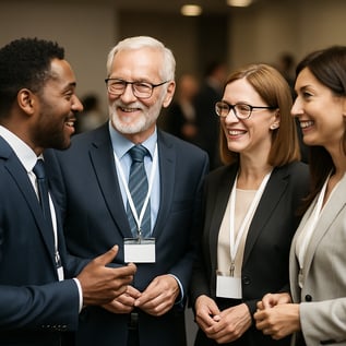 Group of experts doing networking-1