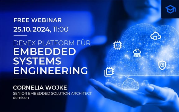 Grafik zum Webinar über DevEx Platform für Embedded Systems Engineering
