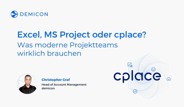 Grafik zum Vergleich von Excel, MS Project und cplace für Projektteams