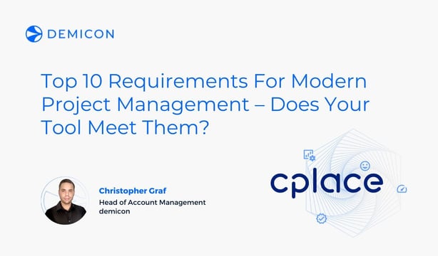 Banner highlighting top 10 requirements for modern project management