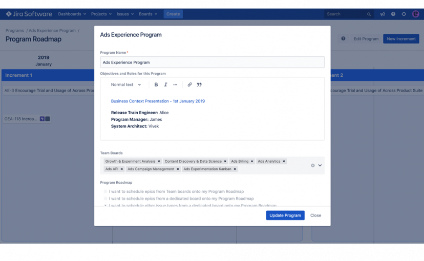 PI-Planung mit Infos in Confluence